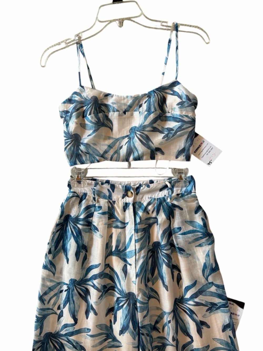 Aakaa Tropical Bra Top & High Waisted Wide Leg Pants Size Small NWT - Picture 7 of 14